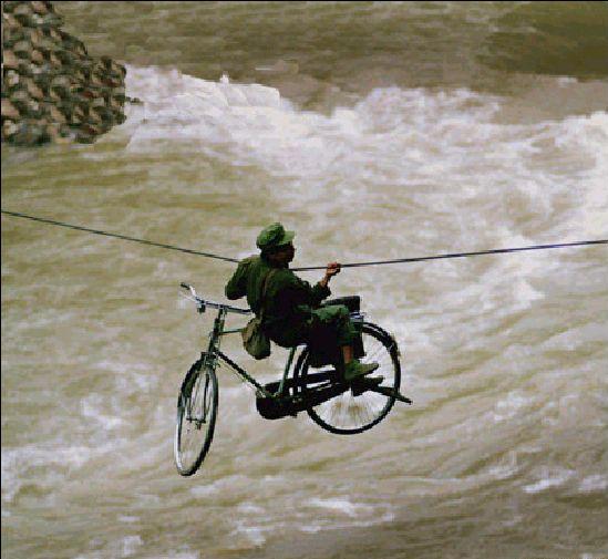 Bicycle over a river